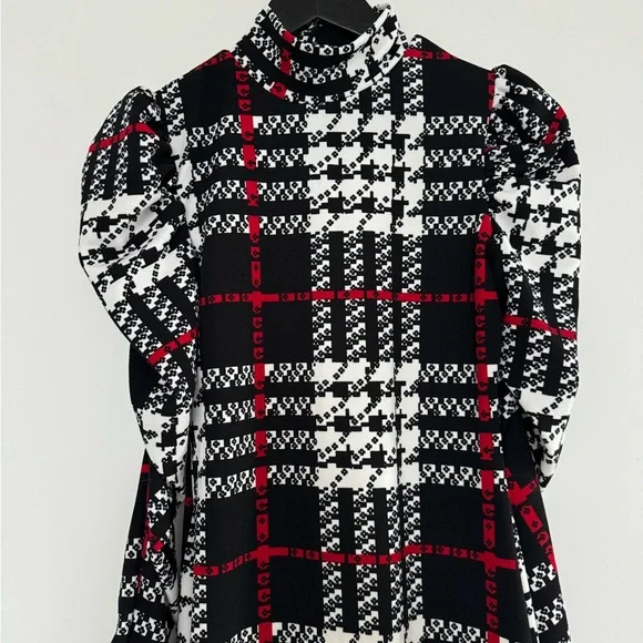 SHEIN Plaid High Neck Long Sleeve Dress - Picture 3 of 6